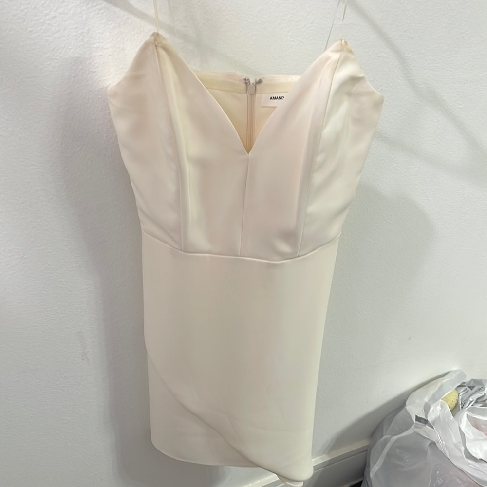 Amanda Uprichard Cream Strapless Sheath Dress